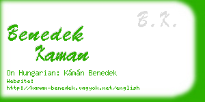 benedek kaman business card