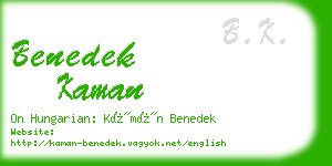 benedek kaman business card